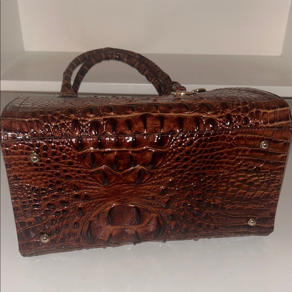 Brahmin Small Caroline satchel in Pecan Melbourne Crocodile-Embossed Leather - Picture 3 of 5